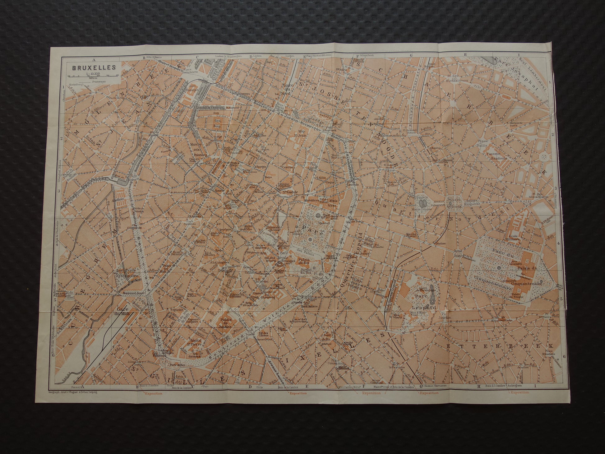 BRUSSEL oude kaart van Brussel België uit 1904 originele antieke historische plattegrond