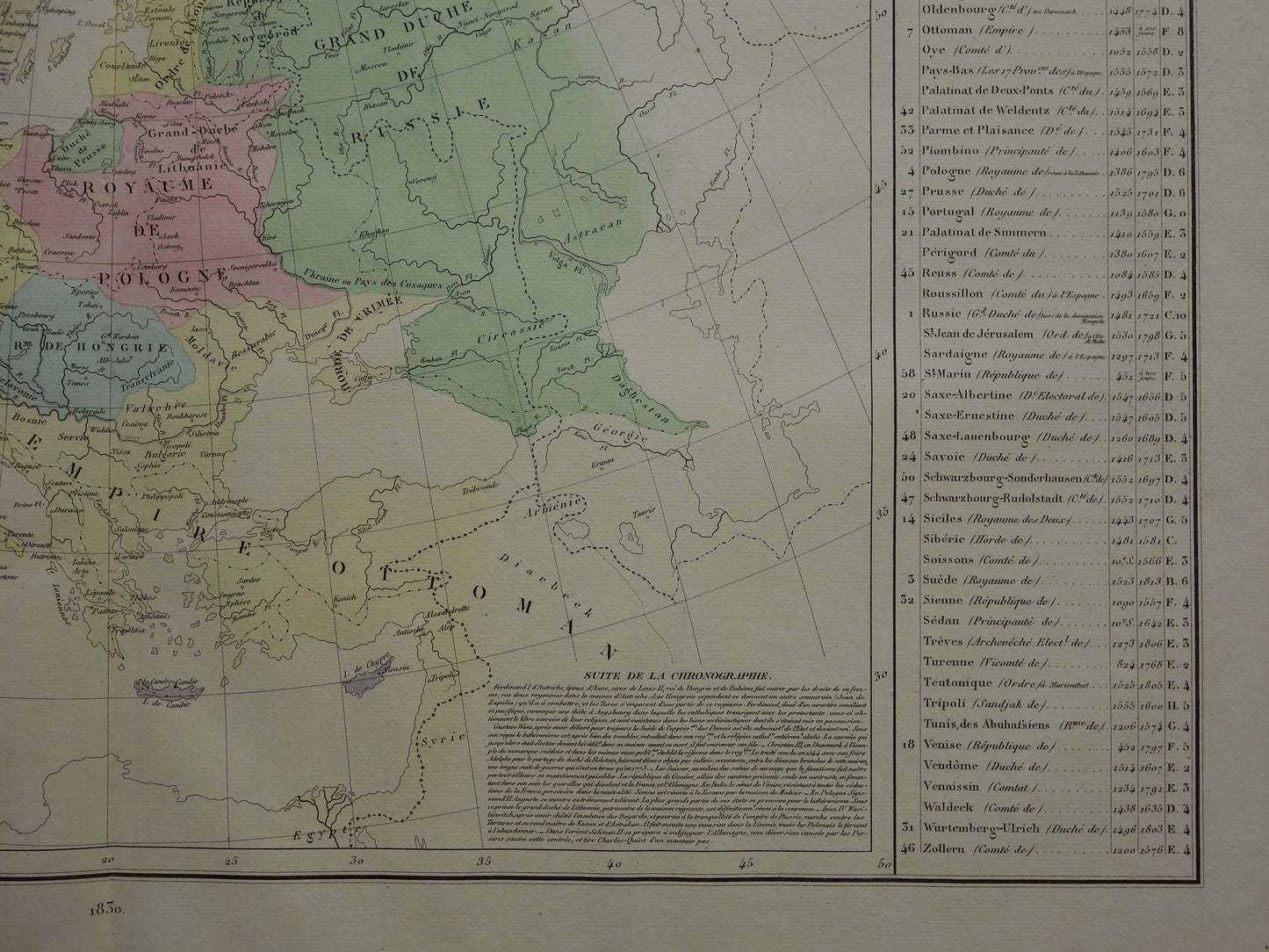Oude kaart van Europa in het jaar 1556 keizer Karel V originele antieke landkaart uit 1830 geschiedeniskaart