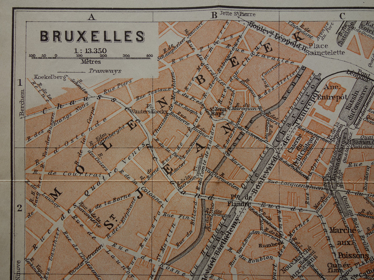 Brussel in heet jaar 1904 kaart plattegrond