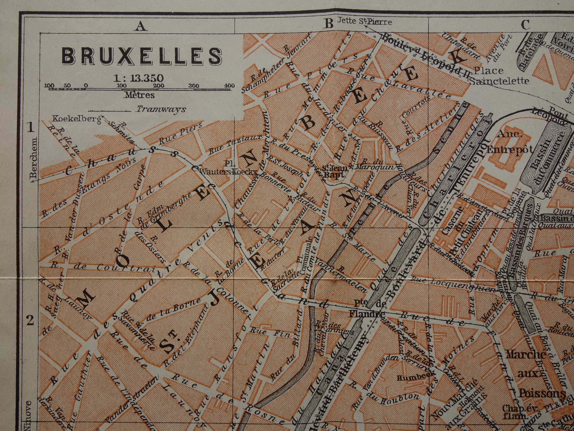 Brussel in heet jaar 1904 kaart plattegrond