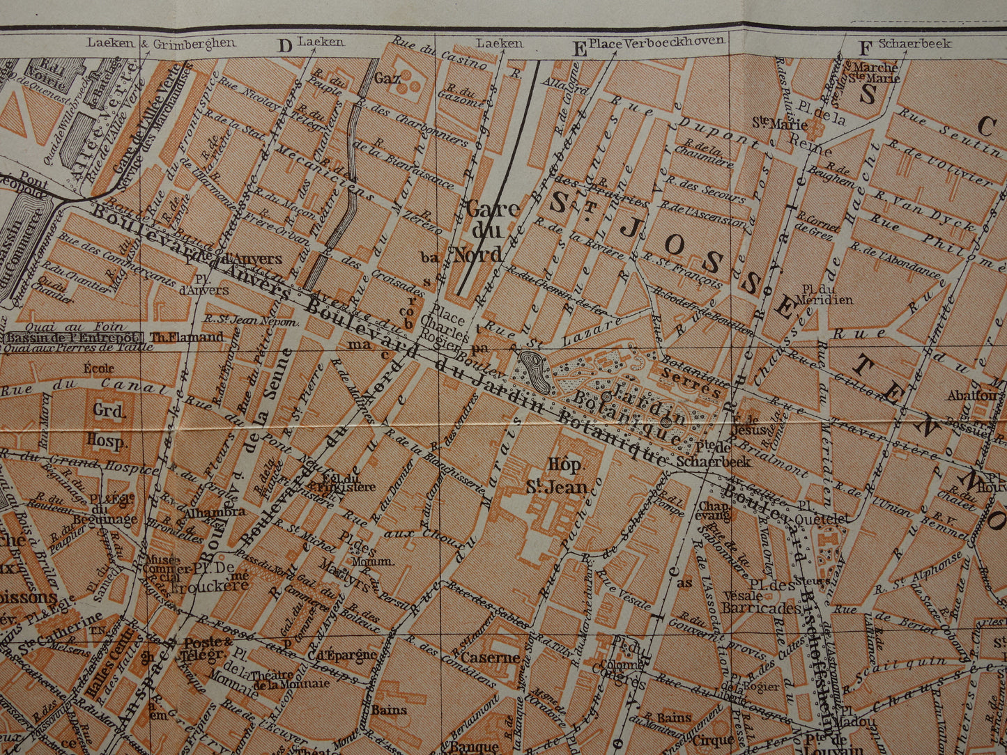 BRUSSEL oude kaart van Brussel België uit 1904 originele antieke historische plattegrond