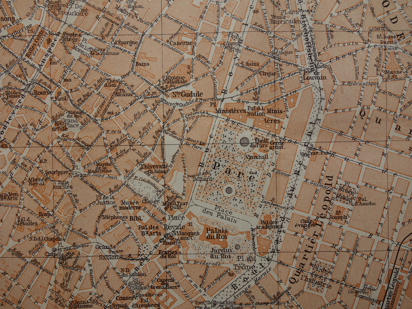 BRUSSEL oude kaart van Brussel België uit 1904 originele antieke historische plattegrond