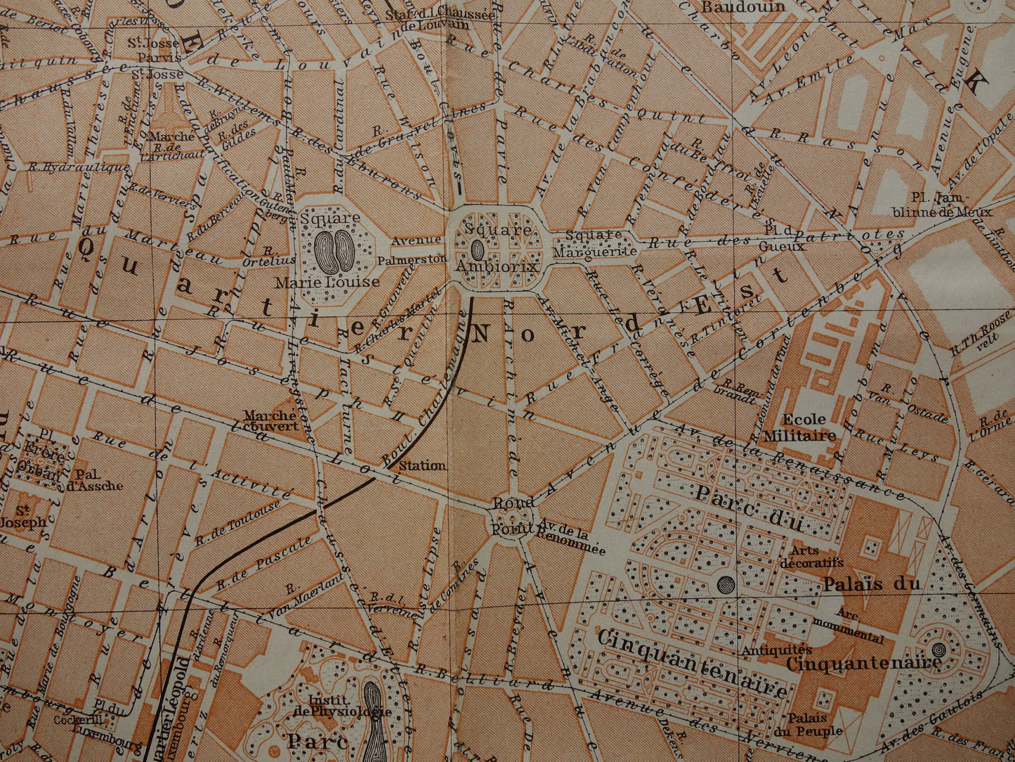 BRUSSEL oude kaart van Brussel België uit 1904 originele antieke historische plattegrond