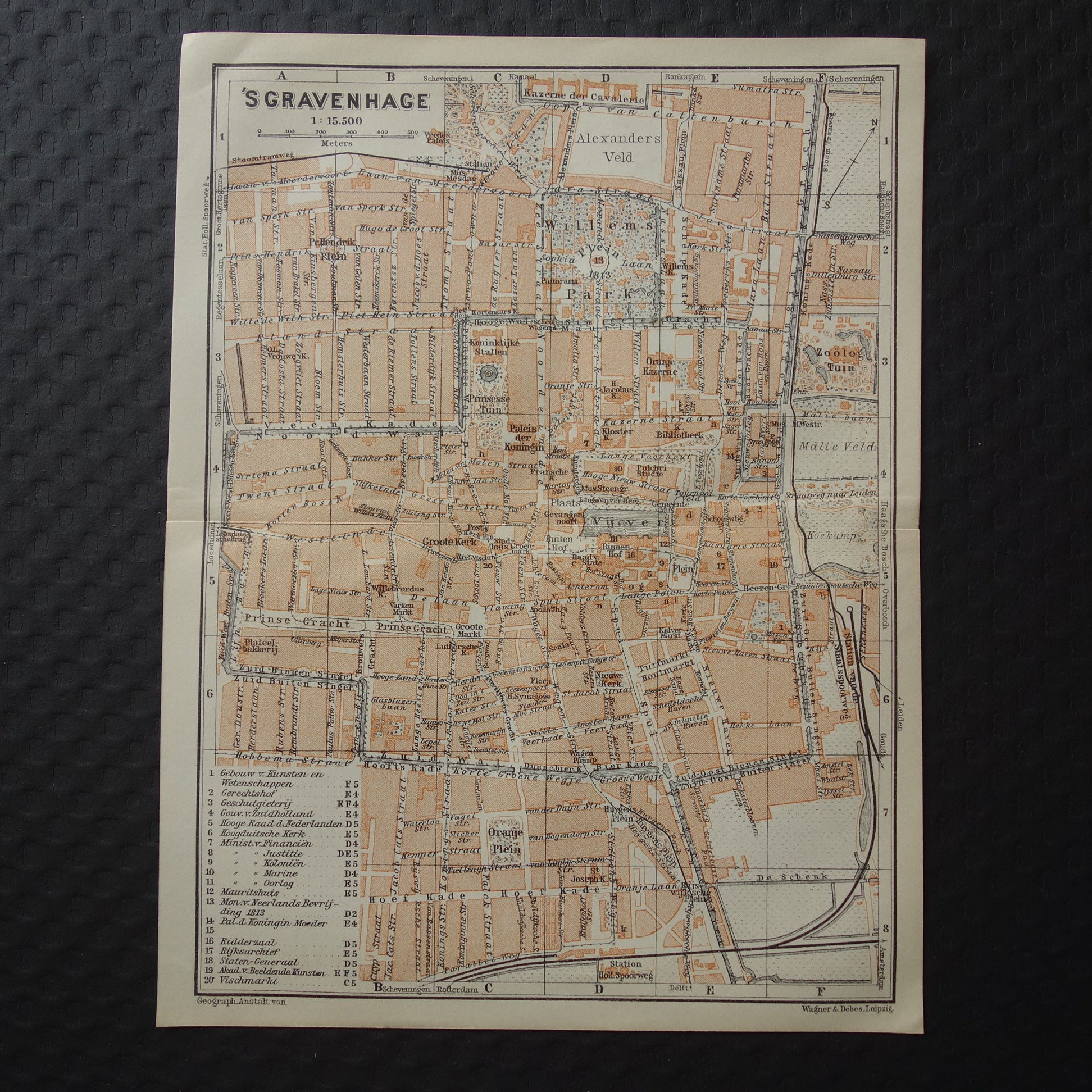 DEN HAAG oude kaart van 's Gravenhage uit 1910 kleine originele antieke plattegrond vintage landkaart 