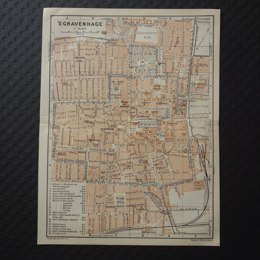 DEN HAAG oude kaart van 's Gravenhage uit 1910 kleine originele antieke plattegrond vintage landkaart 