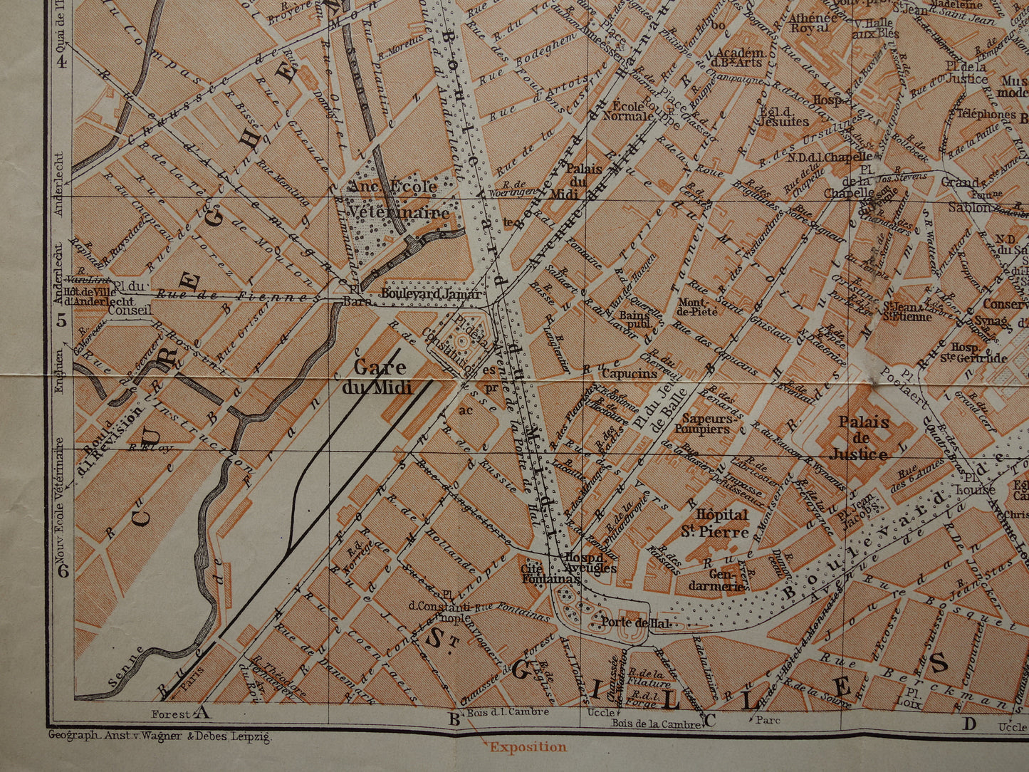 BRUSSEL oude kaart van Brussel België uit 1904 originele antieke historische plattegrond