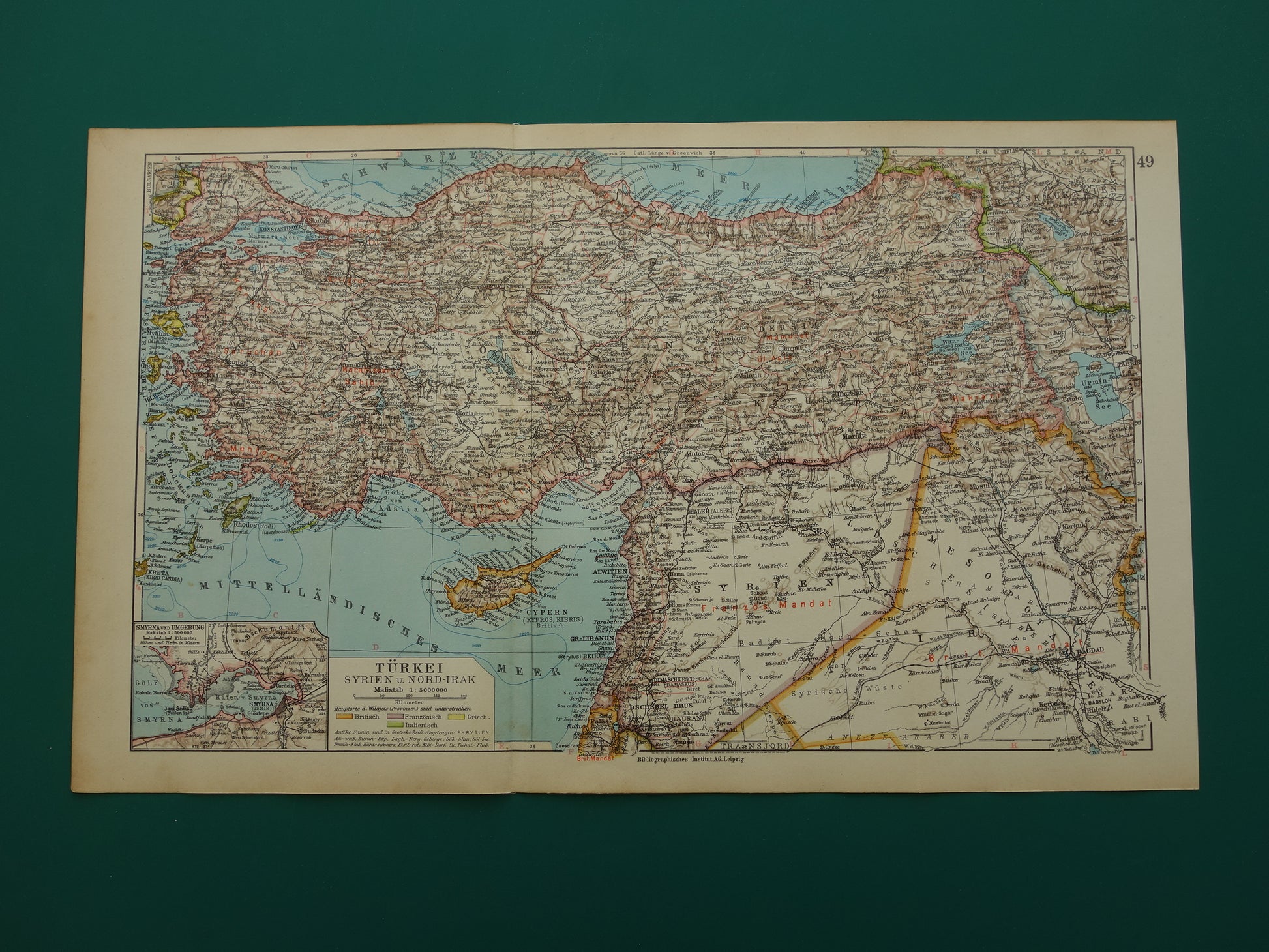 Turkije oude kaart van Turkije uit 1931 originele Duitse vintage landkaart