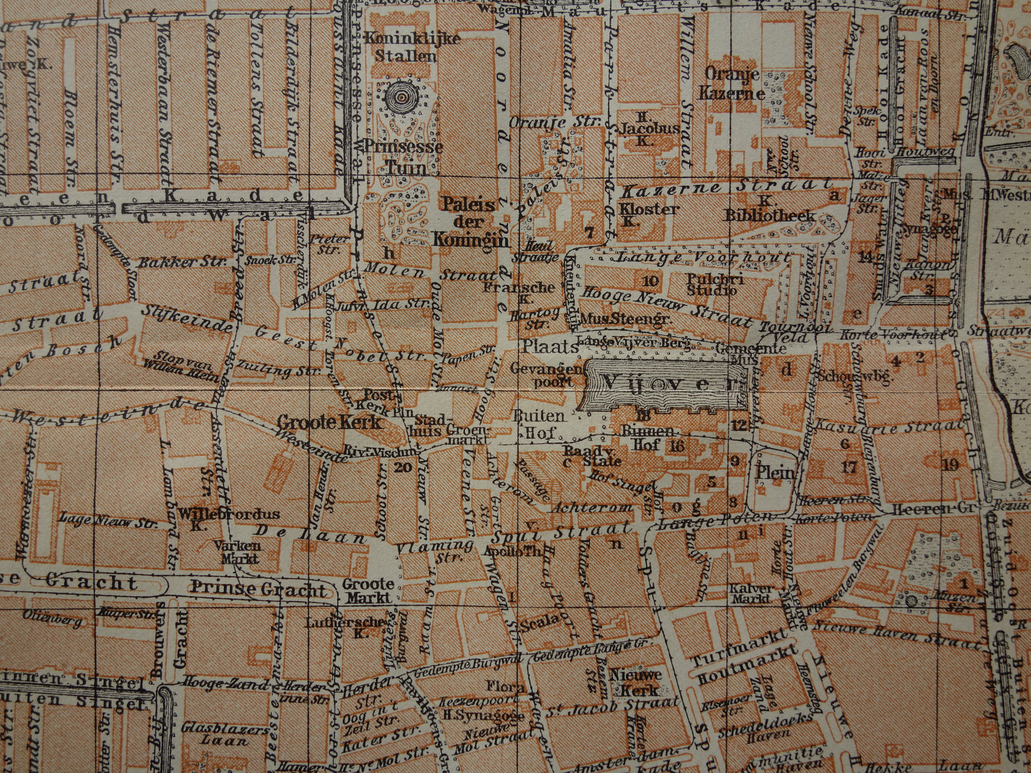 DEN HAAG oude kaart van 's Gravenhage uit 1910 kleine originele antieke plattegrond vintage landkaart