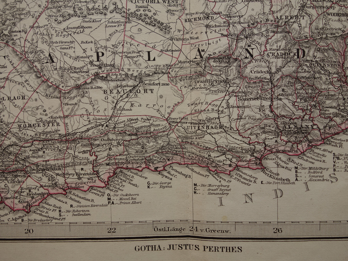 Oude landkaart van Zuid-Afrika in 1881 Grote originele 140+ jaar antieke kaart van Oranje Vrijstaat Namibië Botswana Kaapland Transvaal