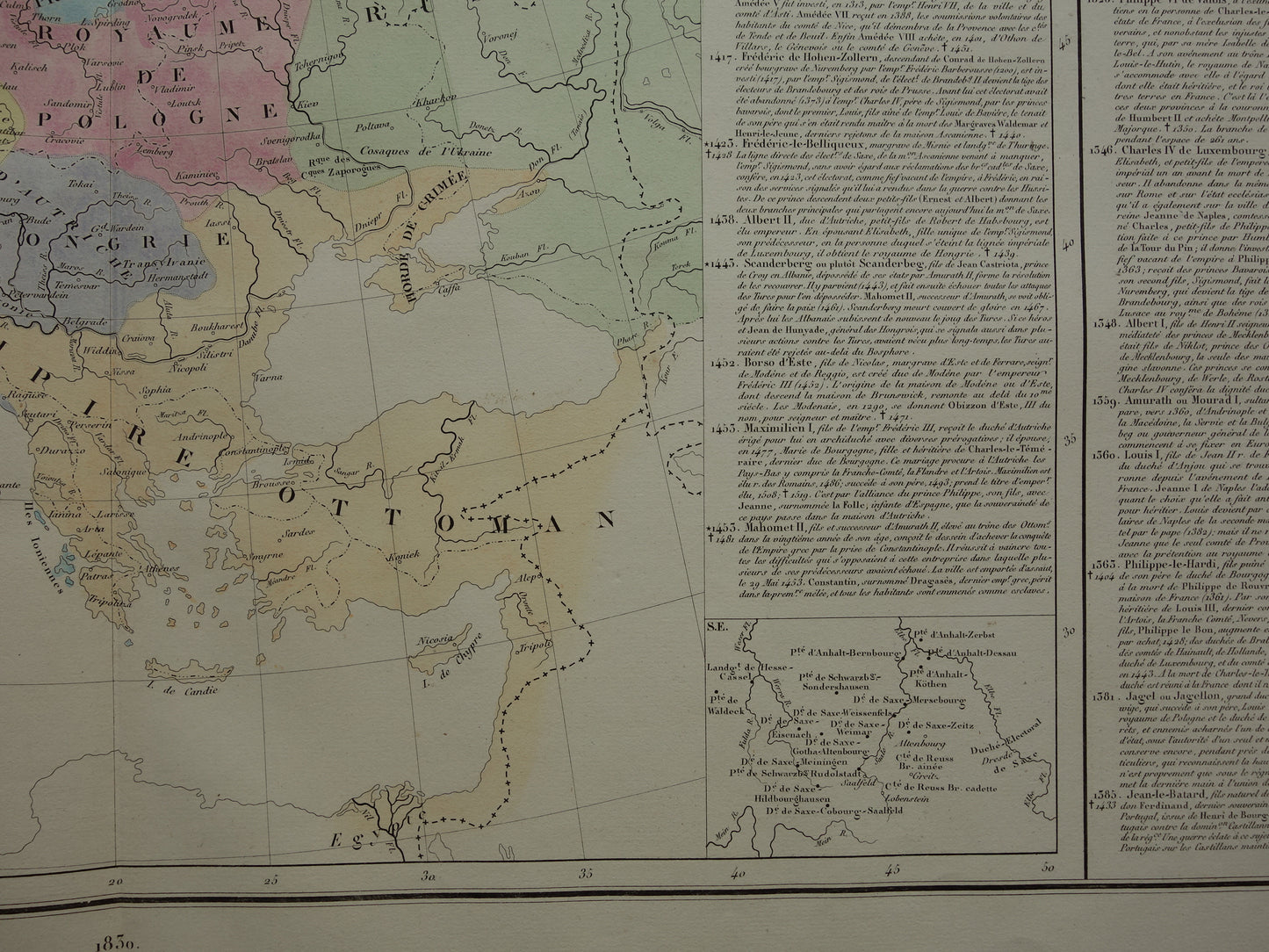 Oude kaart van Europa in het jaar 1713 originele antieke landkaart uit 1830 Vrede van Utrecht geschiedeniskaart