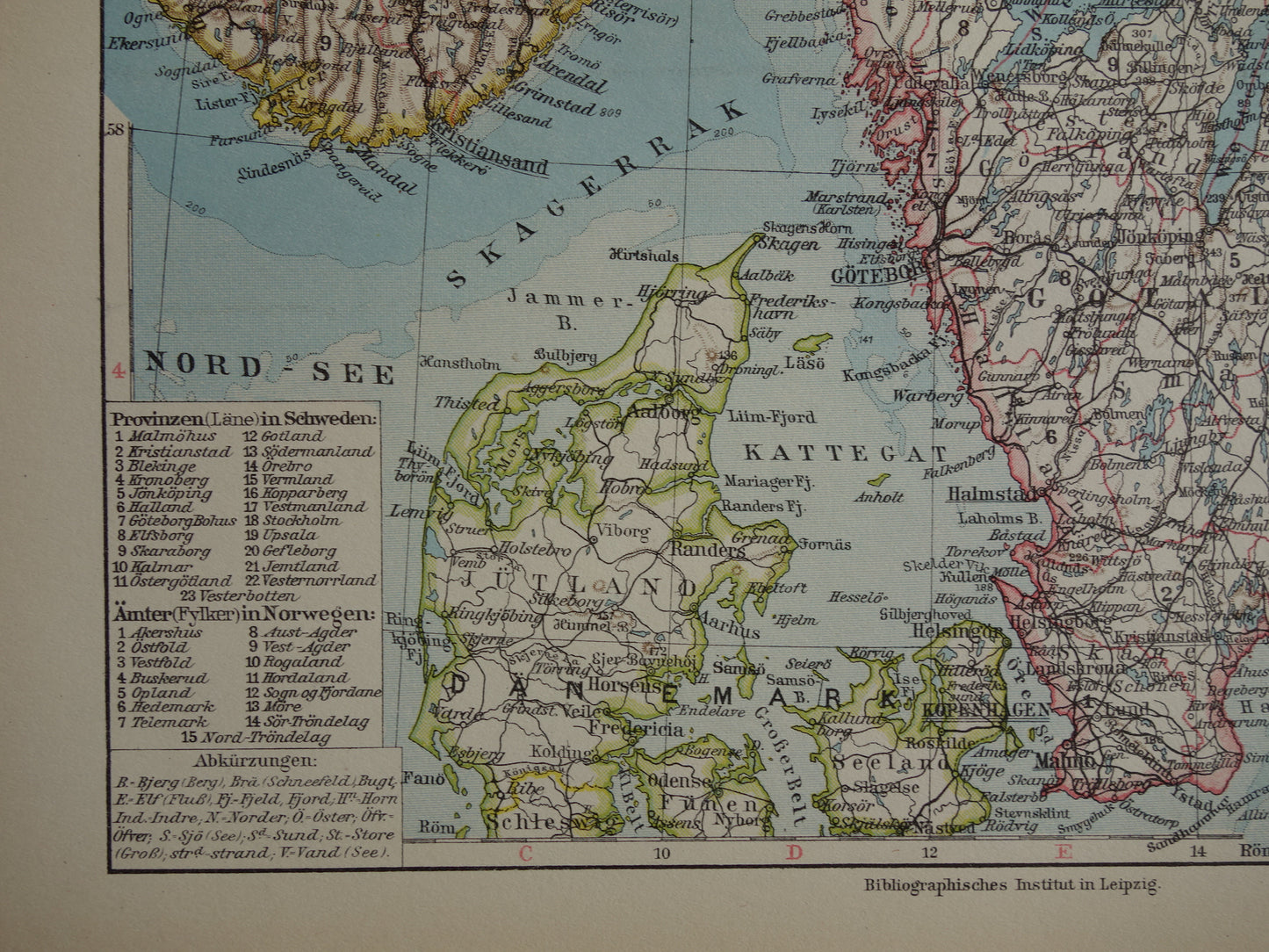 Oude kaart van Zweden en Noorwegen uit 1928 originele vintage landkaart Stockholm Oslo
