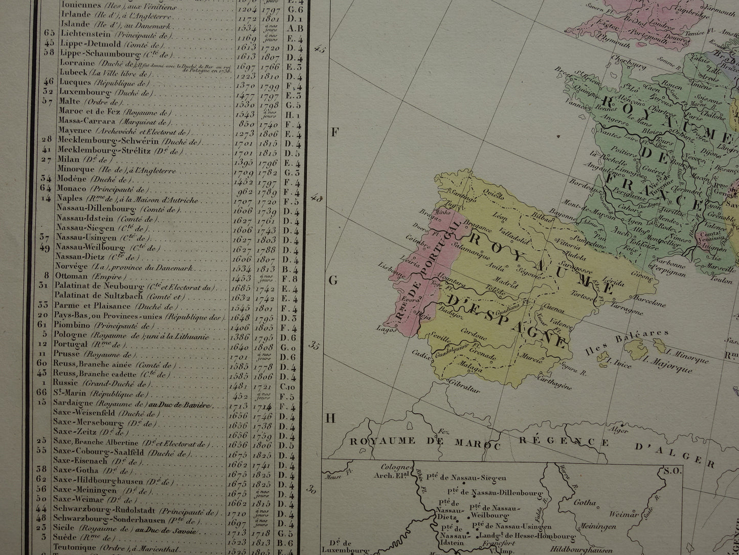 Oude kaart van Europa in het jaar 1713 originele antieke landkaart uit 1830 Vrede van Utrecht geschiedeniskaart