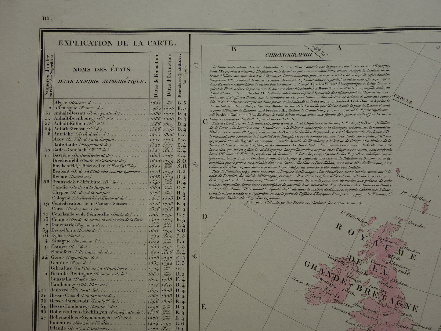 Oude kaart van Europa in het jaar 1713 originele antieke landkaart uit 1830 Vrede van Utrecht geschiedeniskaart