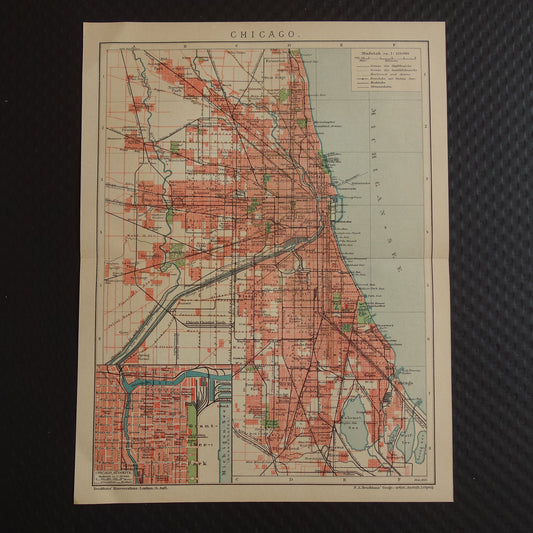CHICAGO antieke plattegrond oude kaart van Chicago uit 1911 - originele vintage historische kaarten met jaartal
