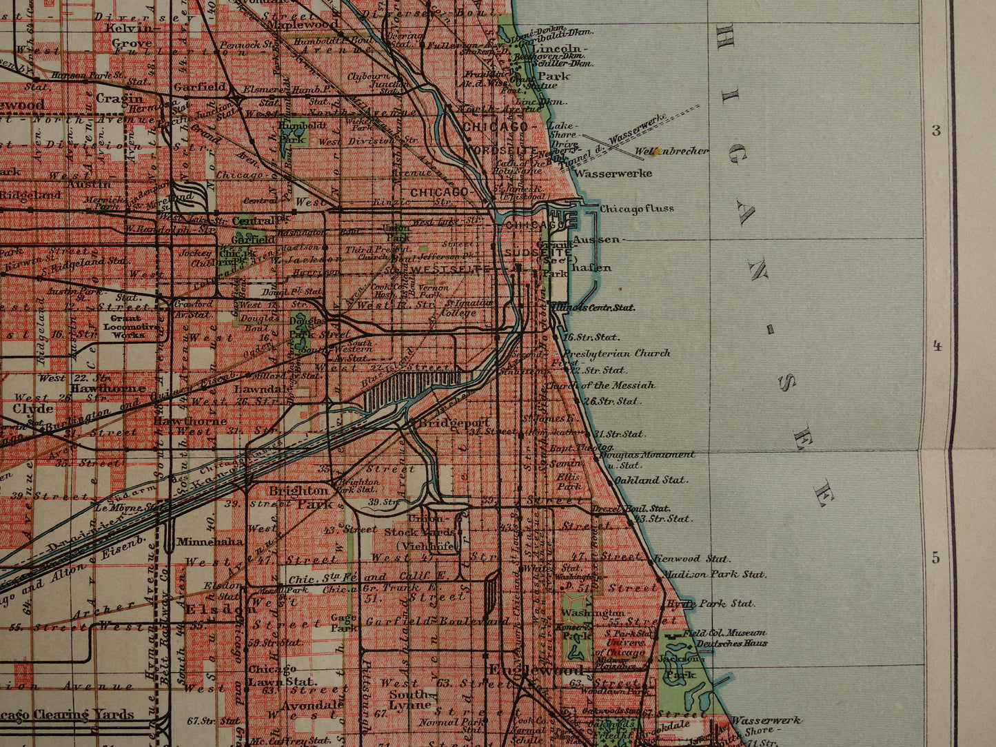 CHICAGO antieke plattegrond oude kaart van Chicago uit 1911 - originele vintage historische kaarten met jaartal