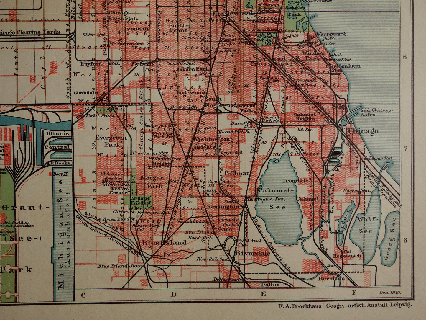 CHICAGO antieke plattegrond oude kaart van Chicago uit 1911 - originele vintage historische kaarten met jaartal