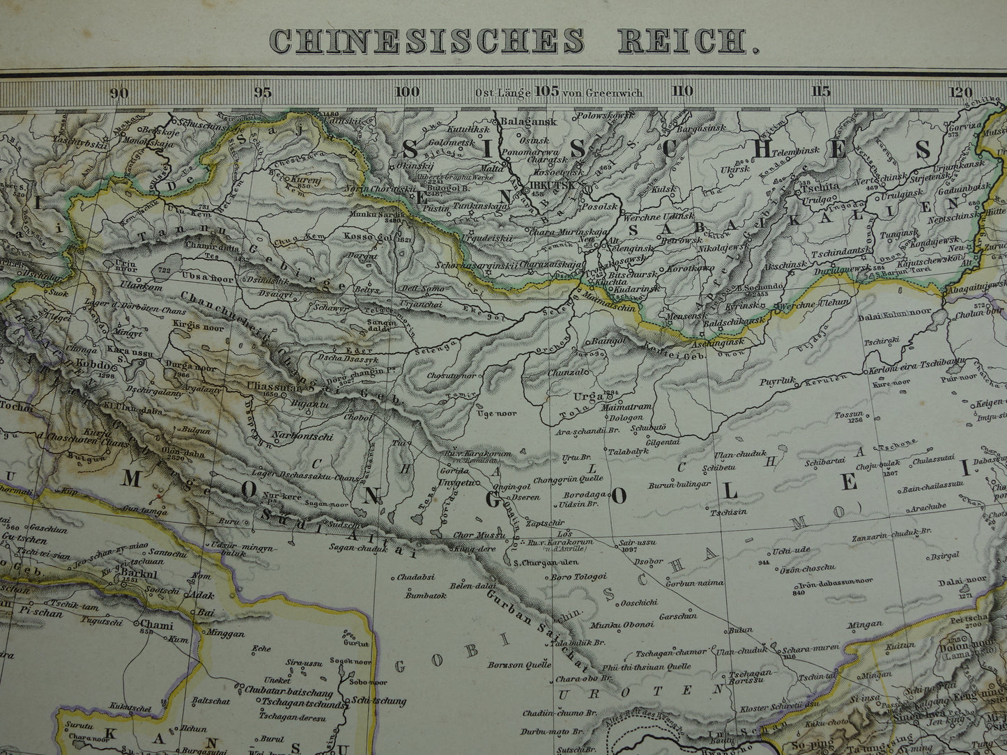 CHINA oude landkaart uit 1884 originele antieke Duitse kaart van China 37x46 cm groot