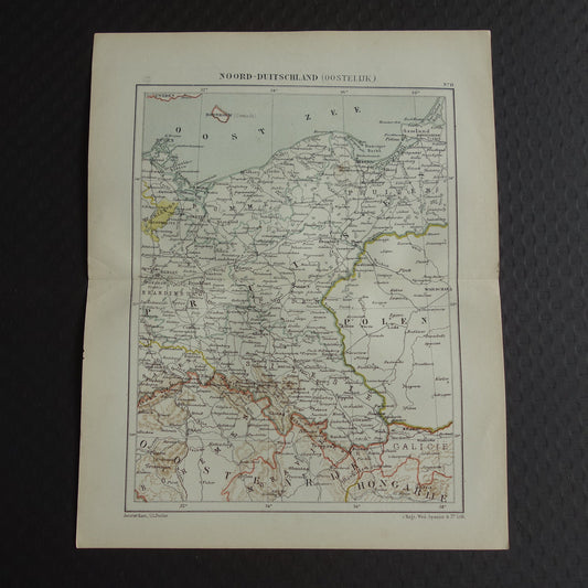 Noordoost Duitsland oude landkaart originele antieke Kuyper kaart uit 1882 vintage print Duitsland Polen Danzig Berlijn