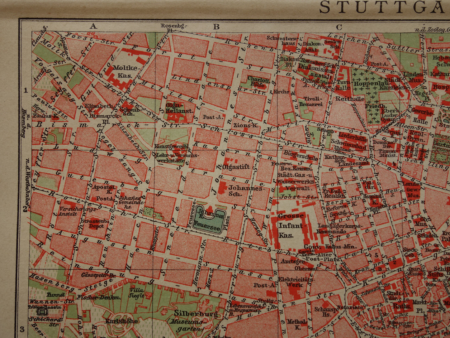 STUTTGART antieke plattegrond oude kaart van Stuttgart uit 1911 - originele vintage historische kaarten met jaartal