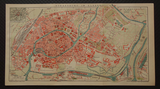 STRAATSBURG antieke plattegrond oude kaart van Straatsburg uit 1911 - originele vintage historische kaarten met jaartal