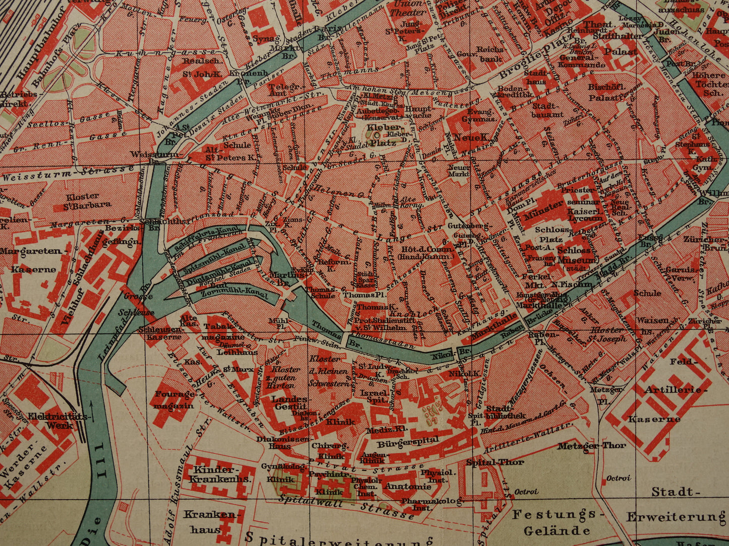 STRAATSBURG antieke plattegrond oude kaart van Straatsburg uit 1911 - originele vintage historische kaarten met jaartal