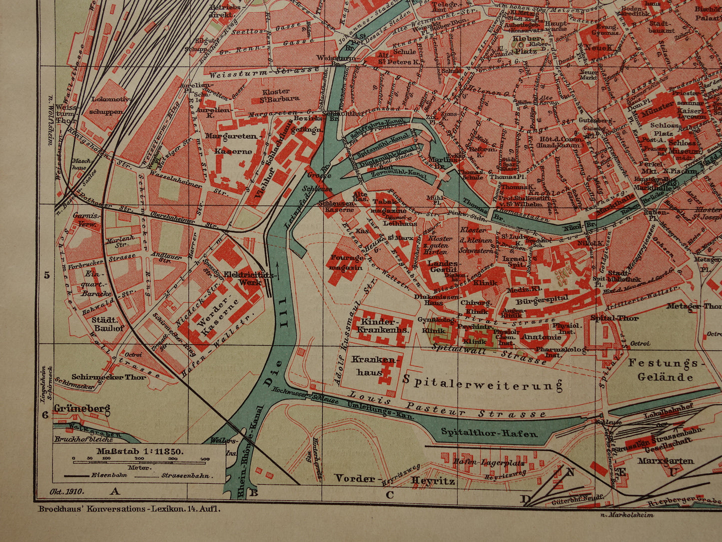 STRAATSBURG antieke plattegrond oude kaart van Straatsburg uit 1911 - originele vintage historische kaarten met jaartal