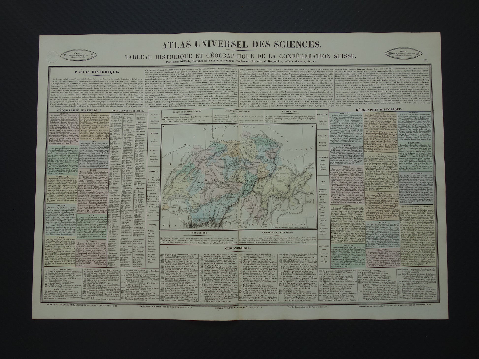 21 Tableau historique et geographique de la confederation suisse
