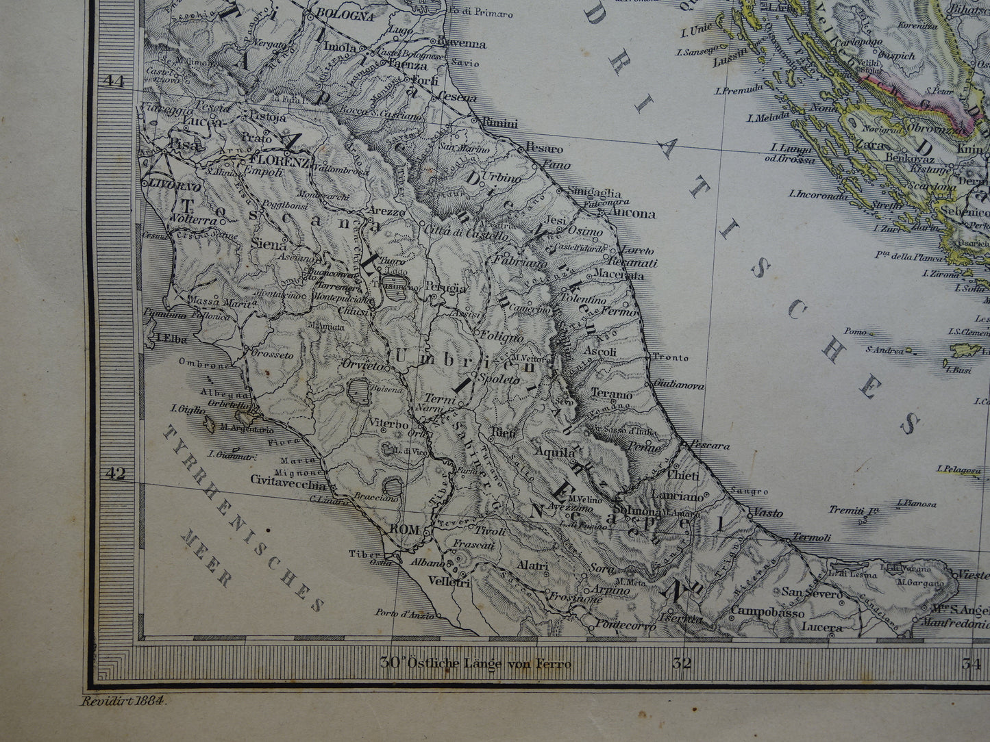 OOSTENRIJK-HONGARIJE oude landkaart uit 1884 originele antieke Duitse kaart van  37x46 cm groot