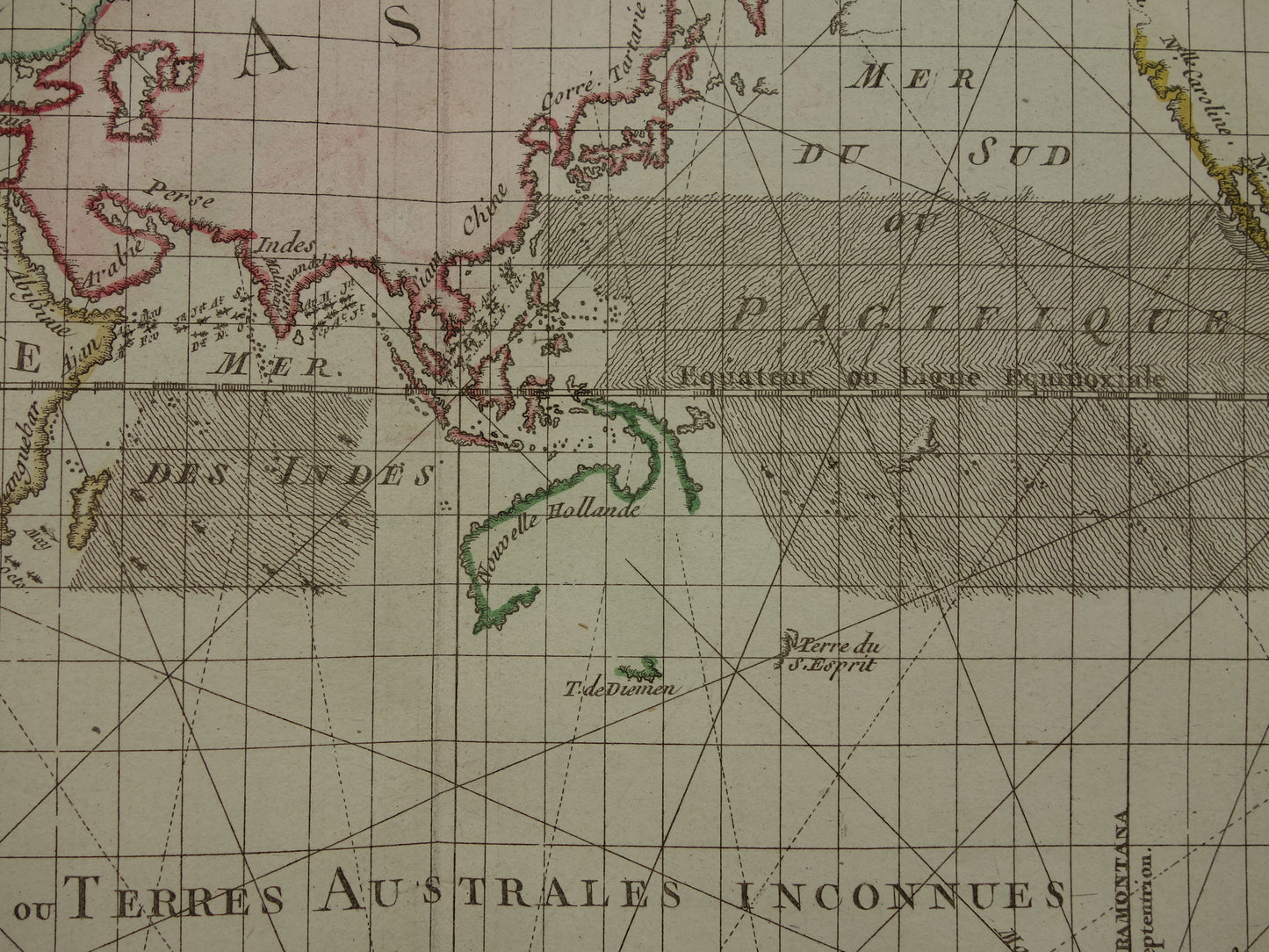 Oude wereldkaart 1761 Grote originele historische landkaart van de wereld Windrichtingen Windroos