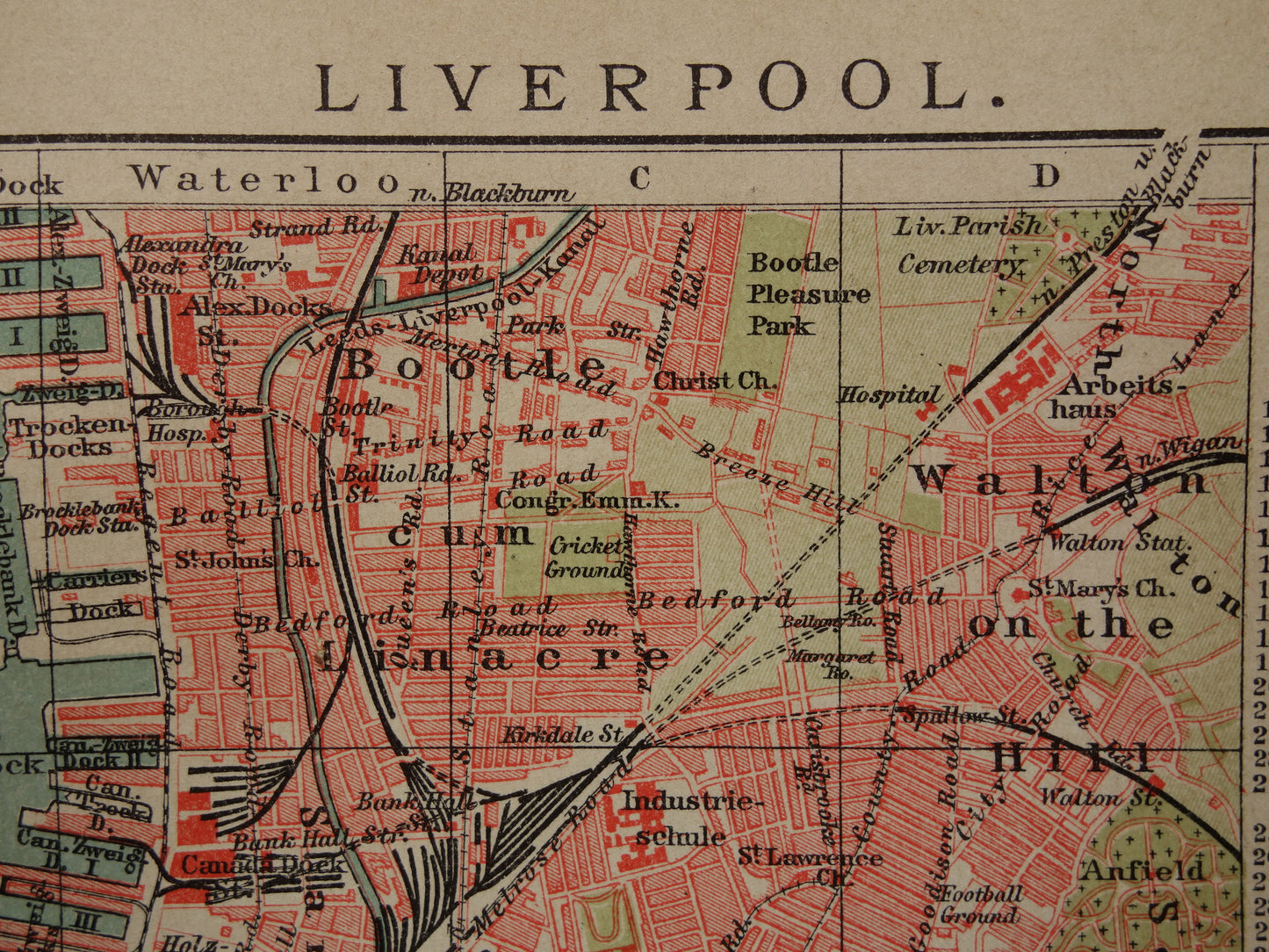 LIVERPOOL antieke plattegrond oude kaart van Liverpool uit 1911 - originele vintage historische kaarten met jaartal