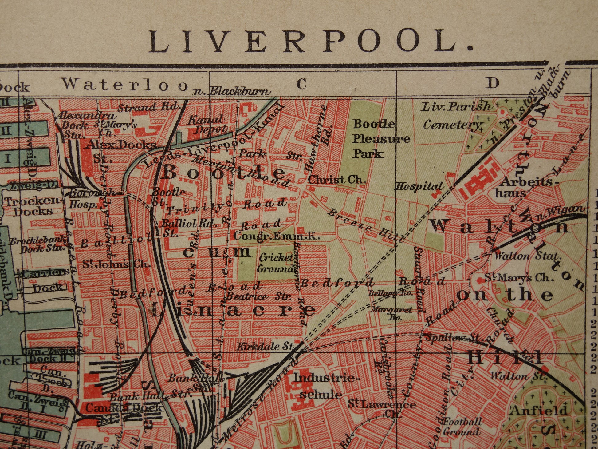 LIVERPOOL antieke plattegrond oude kaart van Liverpool uit 1911 - originele vintage historische kaarten met jaartal