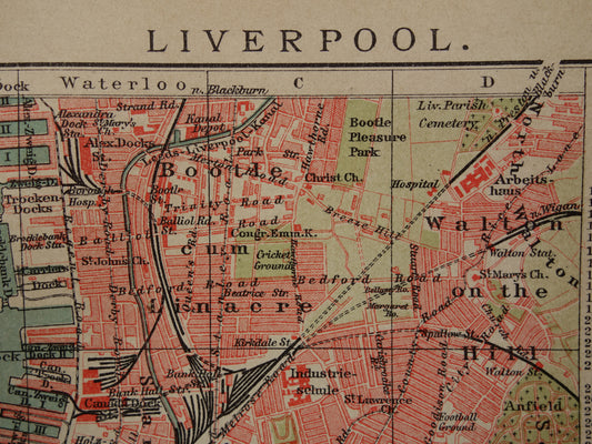 LIVERPOOL antieke plattegrond oude kaart van Liverpool uit 1911 - originele vintage historische kaarten met jaartal