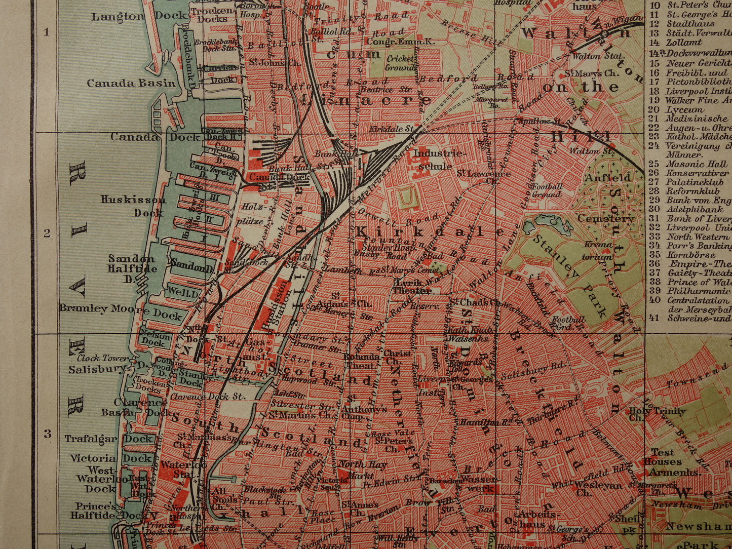 LIVERPOOL antieke plattegrond oude kaart van Liverpool uit 1911 - originele vintage historische kaarten met jaartal