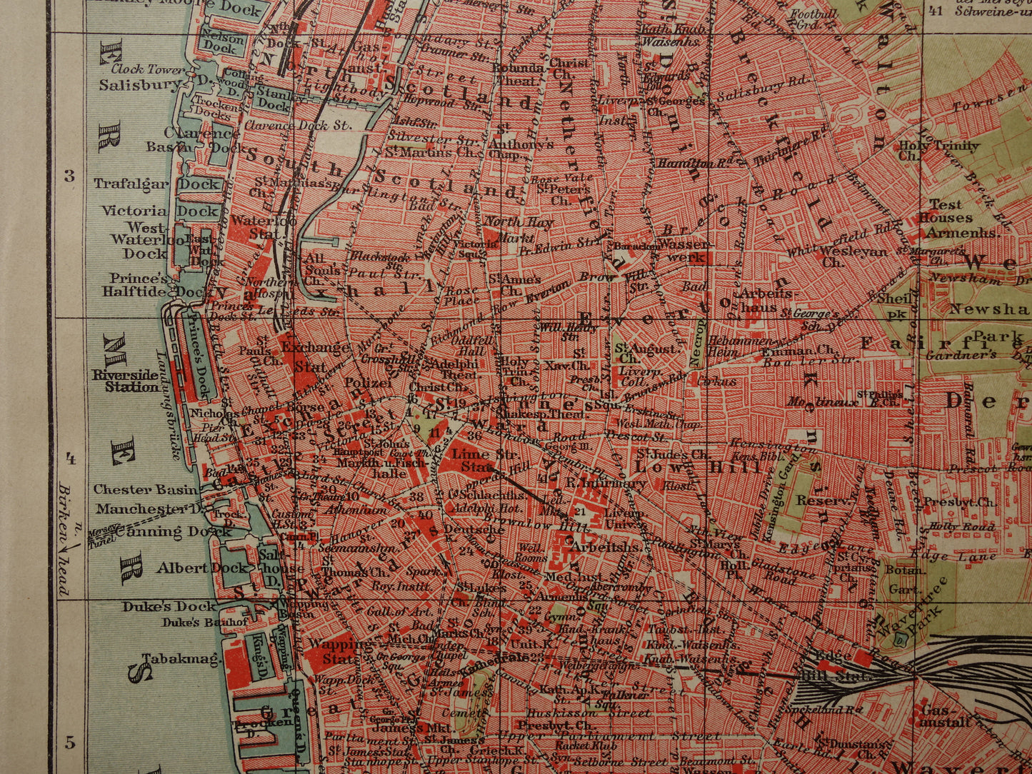 LIVERPOOL antieke plattegrond oude kaart van Liverpool uit 1911 - originele vintage historische kaarten met jaartal
