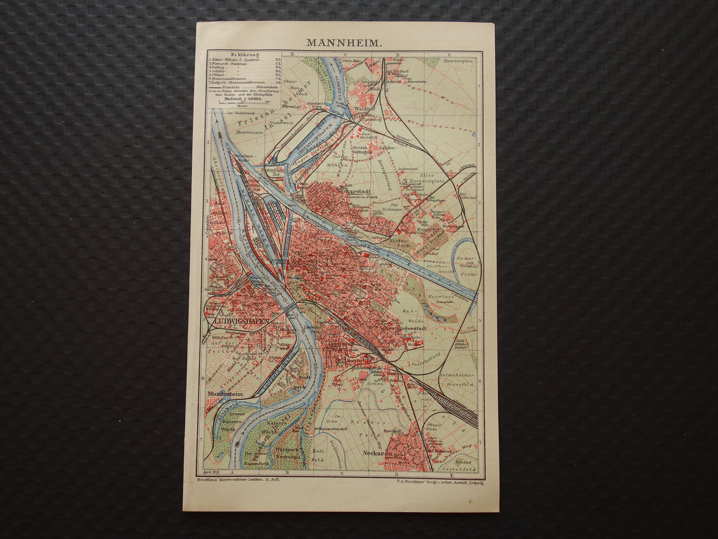Mannheim antieke plattegrond oude kaart van Mannheim Duitsland uit 1911 - originele vintage historische kaarten