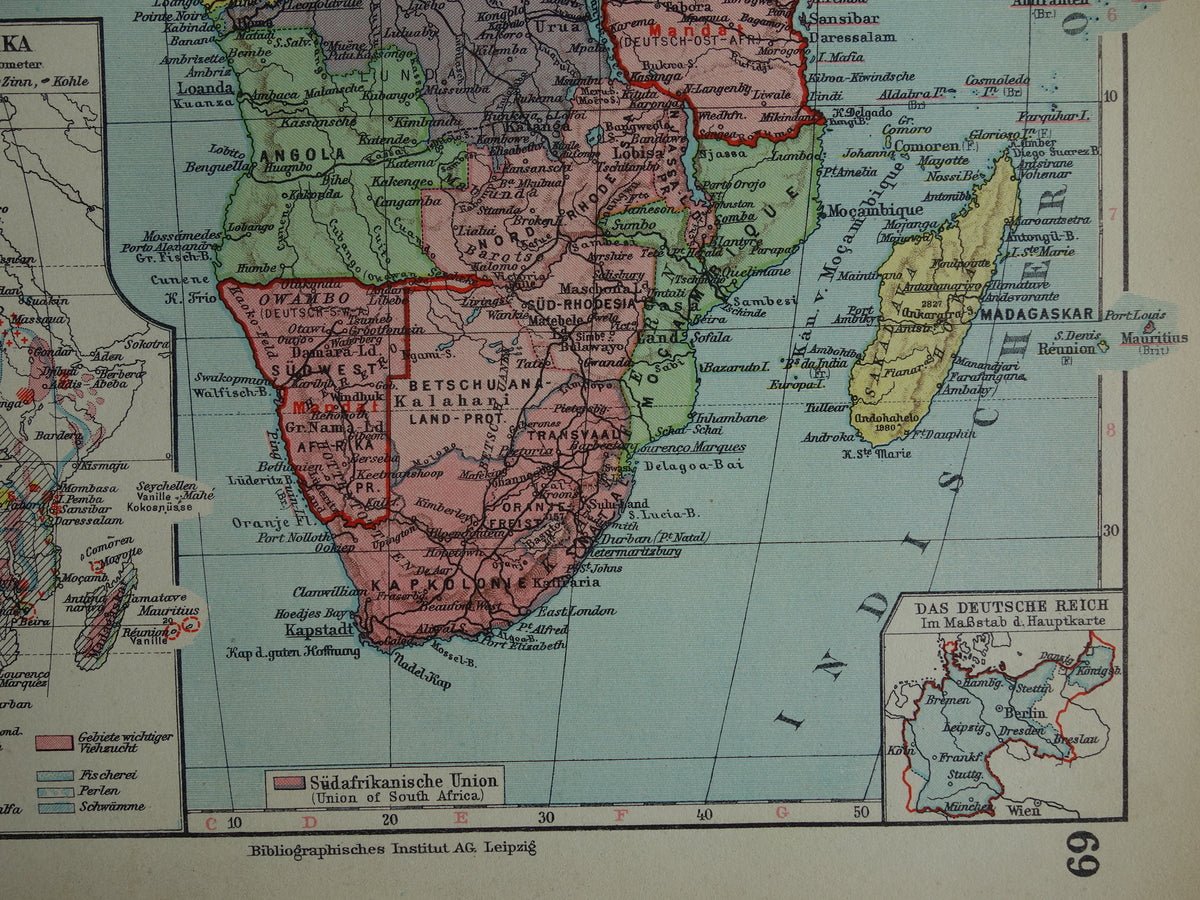 Alte Karte von Afrika aus dem Jahr 1931, originale historische Karte des afrikanischen Kontinents – alte deutsche Karten
