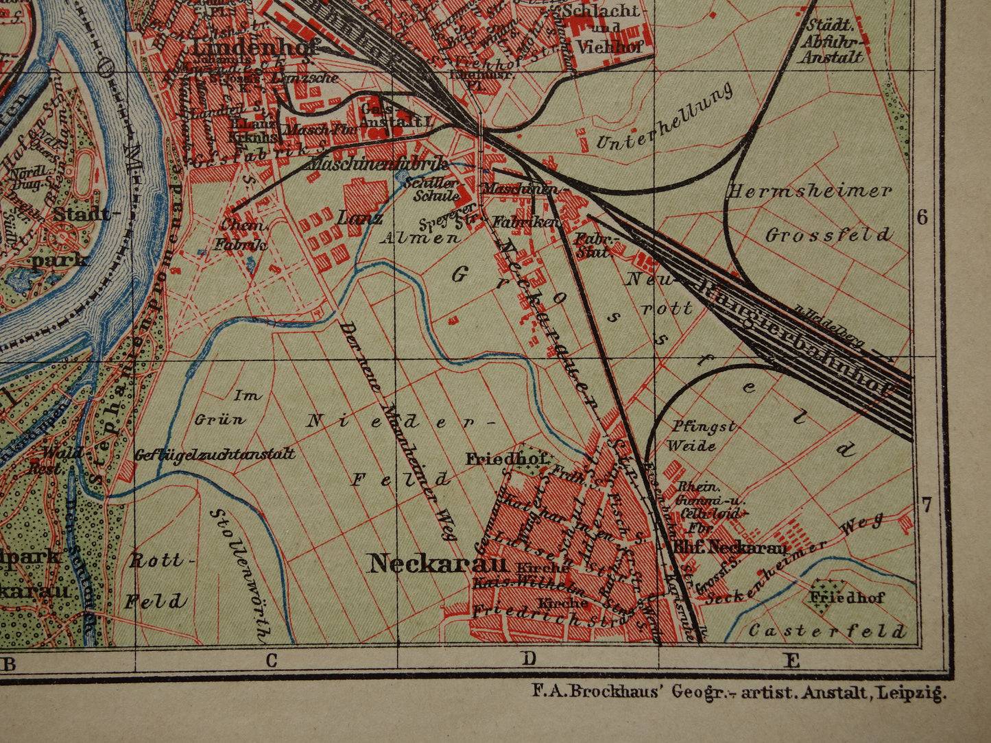 Mannheim antieke plattegrond oude kaart van Mannheim Duitsland uit 1911 - originele vintage historische kaarten