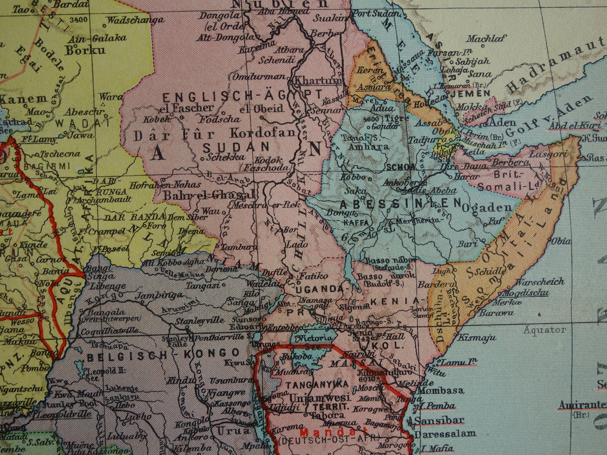 Alte Karte von Afrika aus dem Jahr 1931, originale historische Karte des afrikanischen Kontinents – alte deutsche Karten