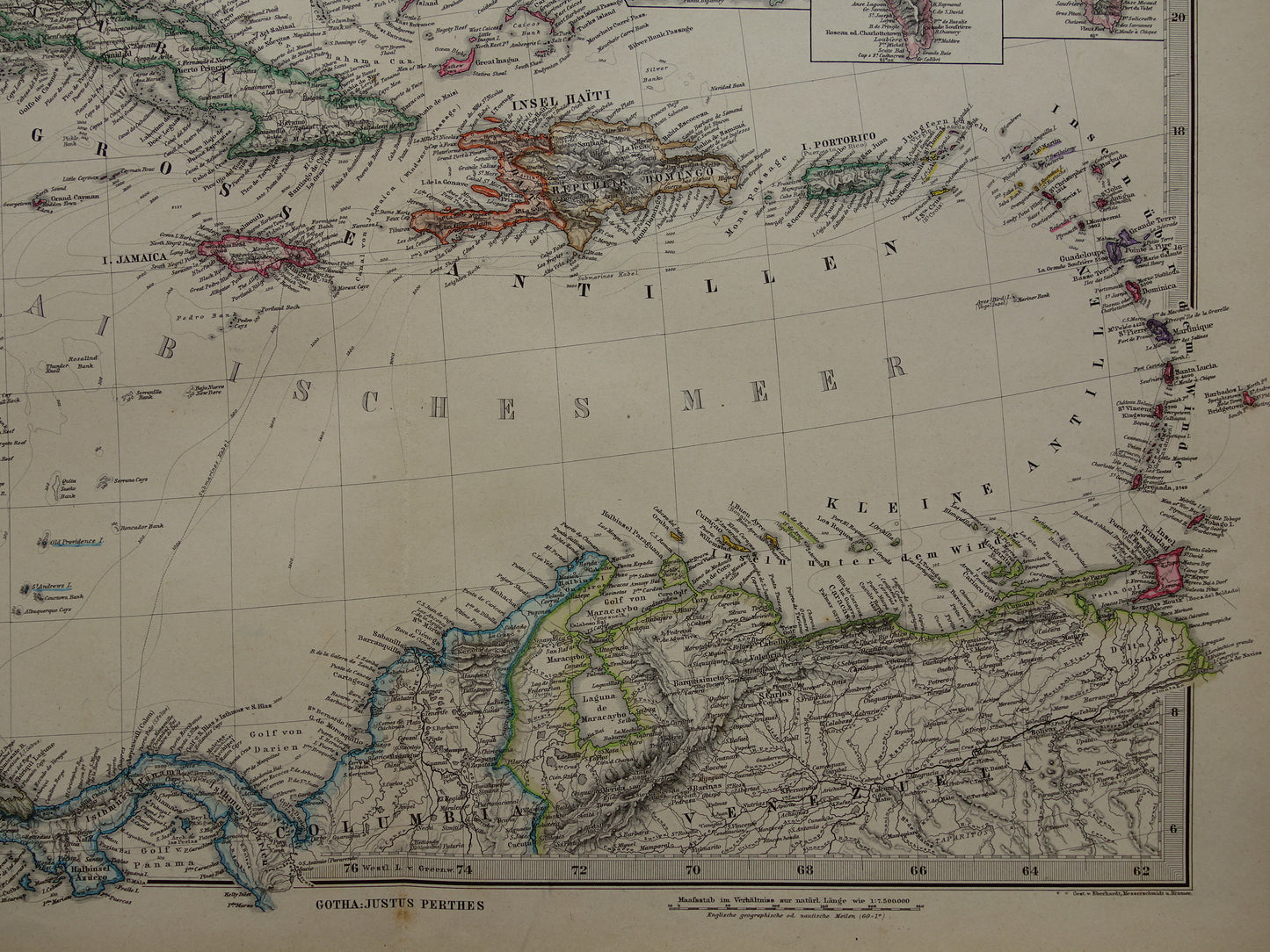 Oude kaart van de VS 1886 originele antieke landkaart van USA Mexico Caraïben vintage historische kaarten 76x94 cm grote poster