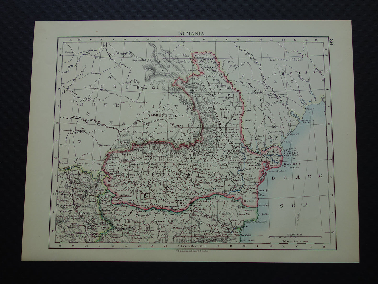 Roemenië Oude kaart van Roemenië uit 1901 originele antieke Engelse landkaart