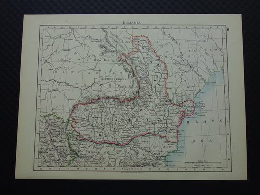 Roemenië Oude kaart van Roemenië uit 1901 originele antieke Engelse landkaart