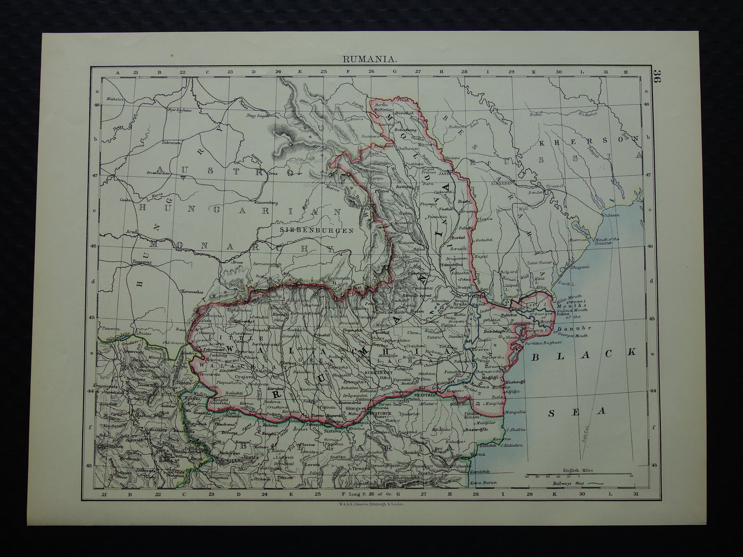 Roemenië Oude kaart van Roemenië uit 1901 originele antieke Engelse landkaart