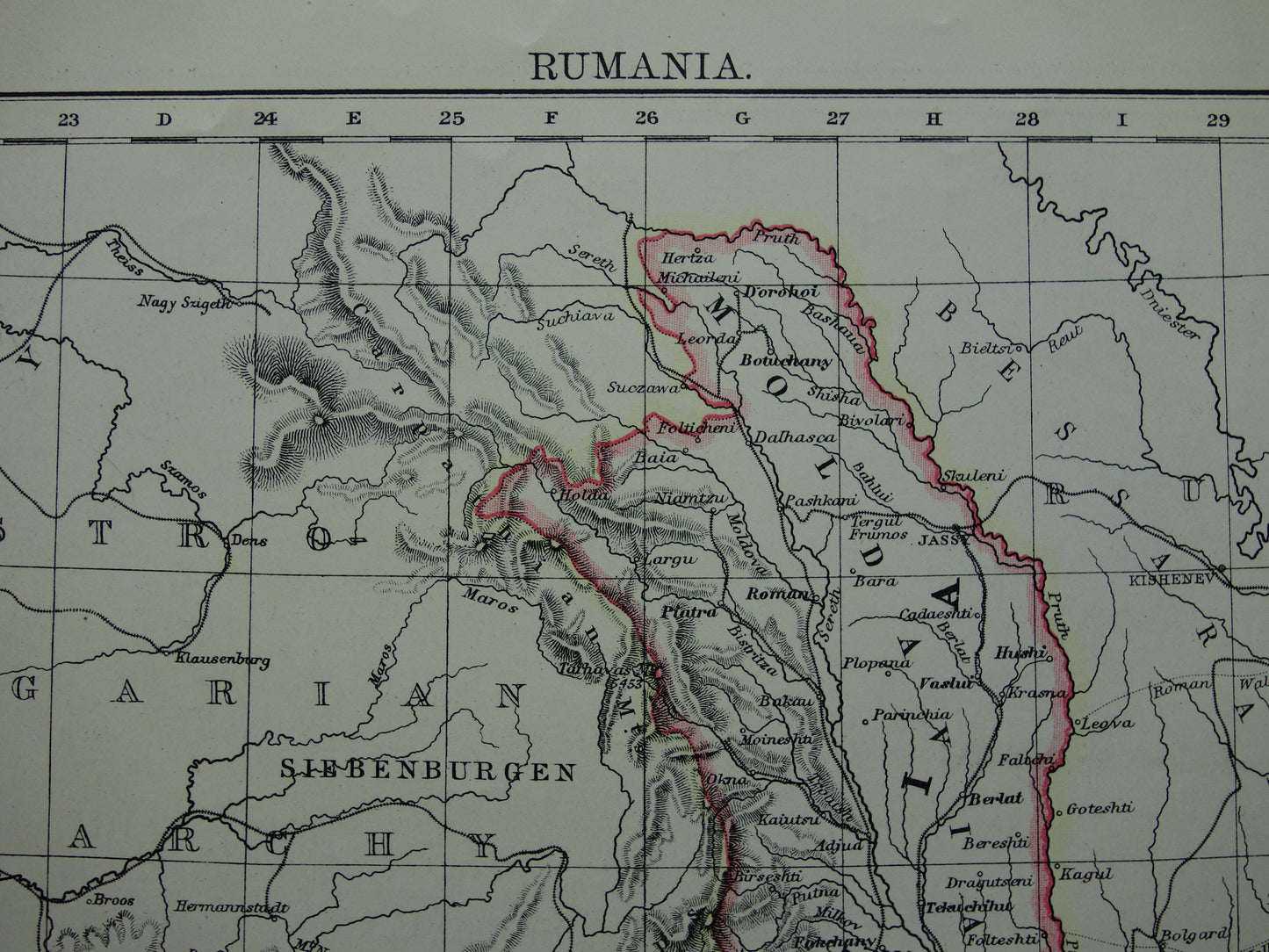 Roemenië Oude kaart van Roemenië uit 1901 originele antieke Engelse landkaart