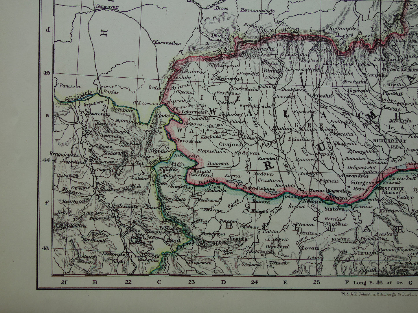 Roemenië Oude kaart van Roemenië uit 1901 originele antieke Engelse landkaart