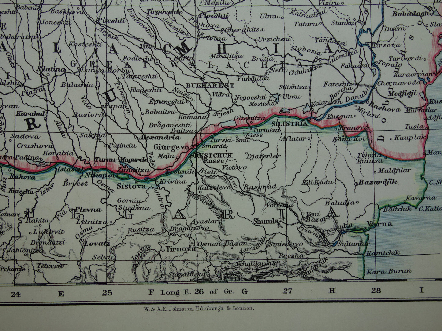 Roemenië Oude kaart van Roemenië uit 1901 originele antieke Engelse landkaart