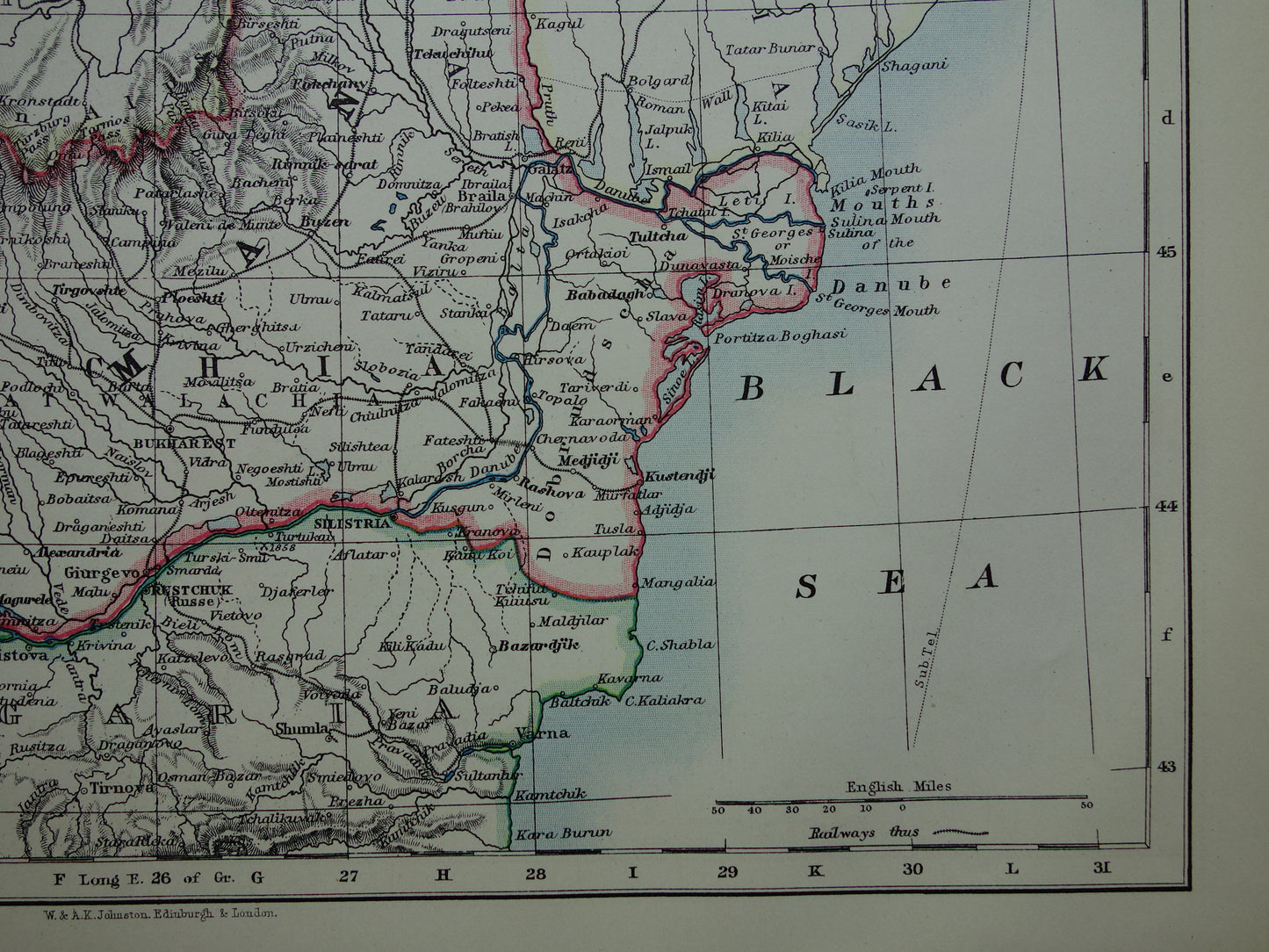 Roemenië Oude kaart van Roemenië uit 1901 originele antieke Engelse landkaart
