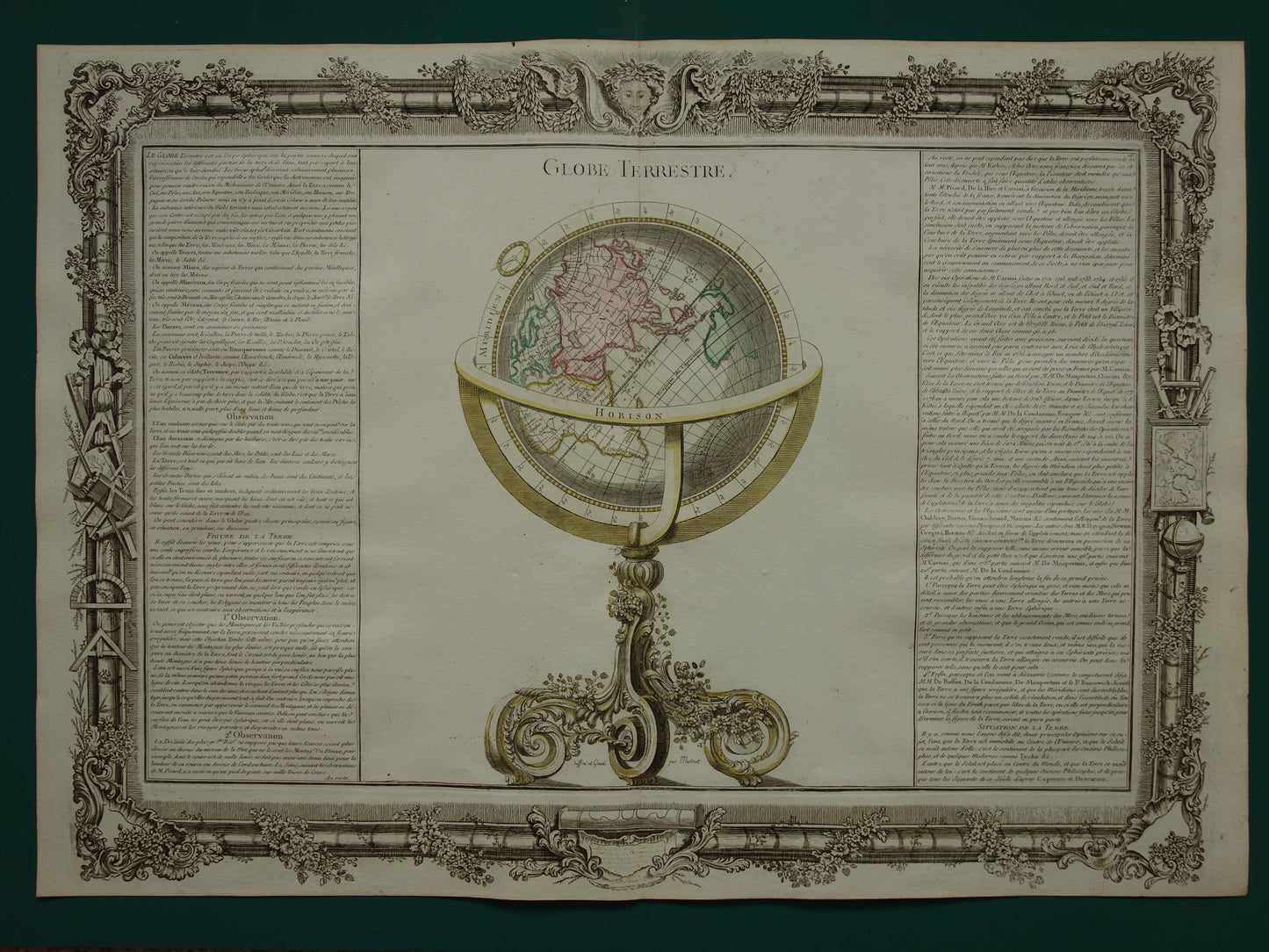 Oude Wereldkaart Print 1761 Originele Antieke Kaart van de wereld op een globe Vintage Kaarten