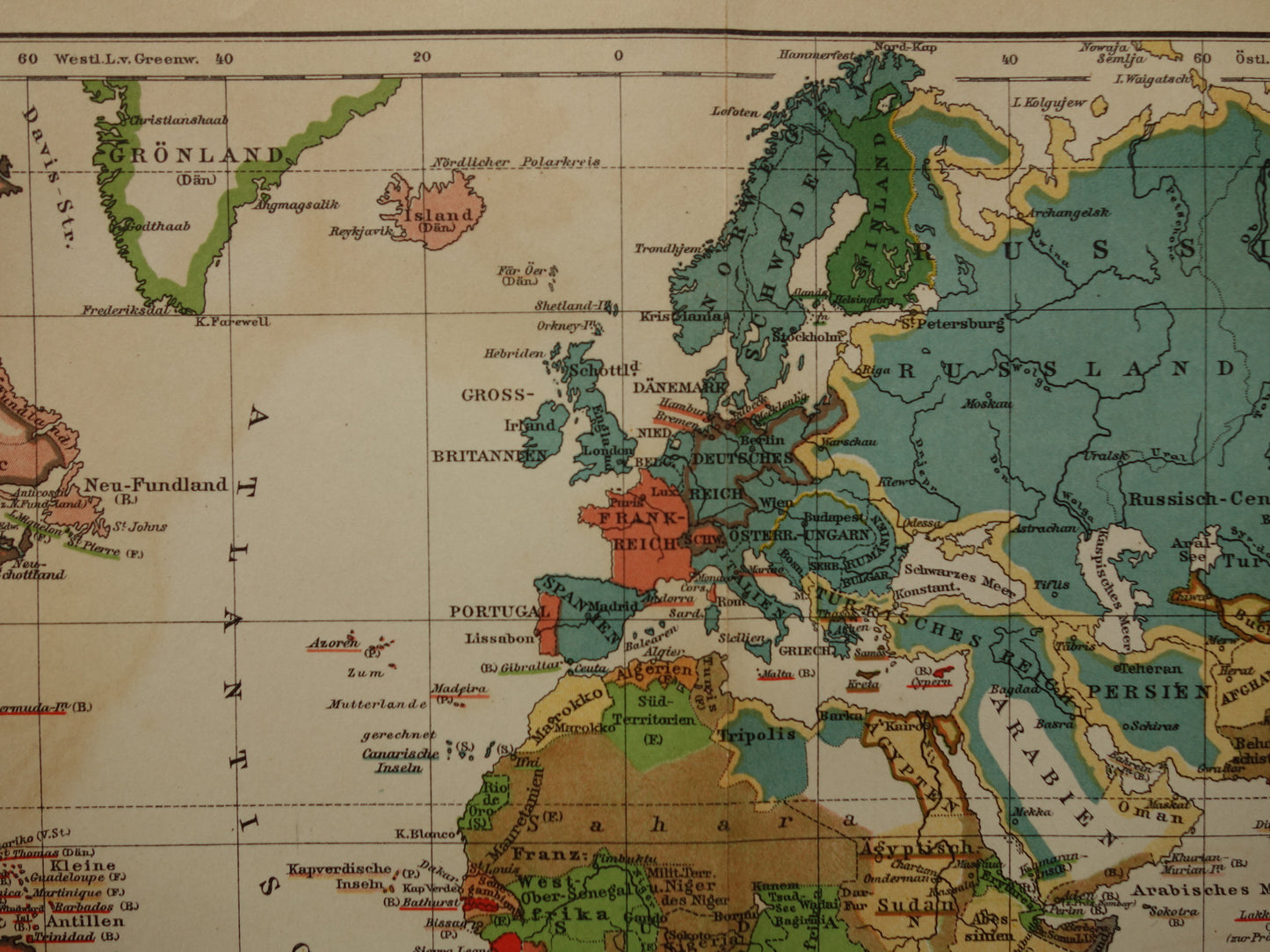 Oude wereldkaart van Staatsvormen en Koloniale bezittingen 1911 originele antieke gedateerde kaart