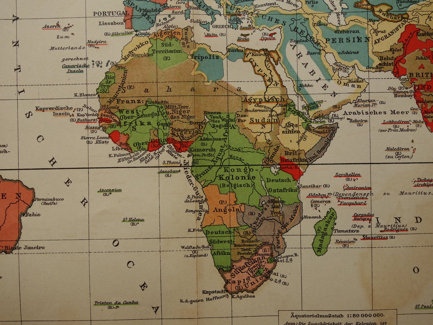 Oude wereldkaart van Staatsvormen en Koloniale bezittingen 1911 originele antieke gedateerde kaart