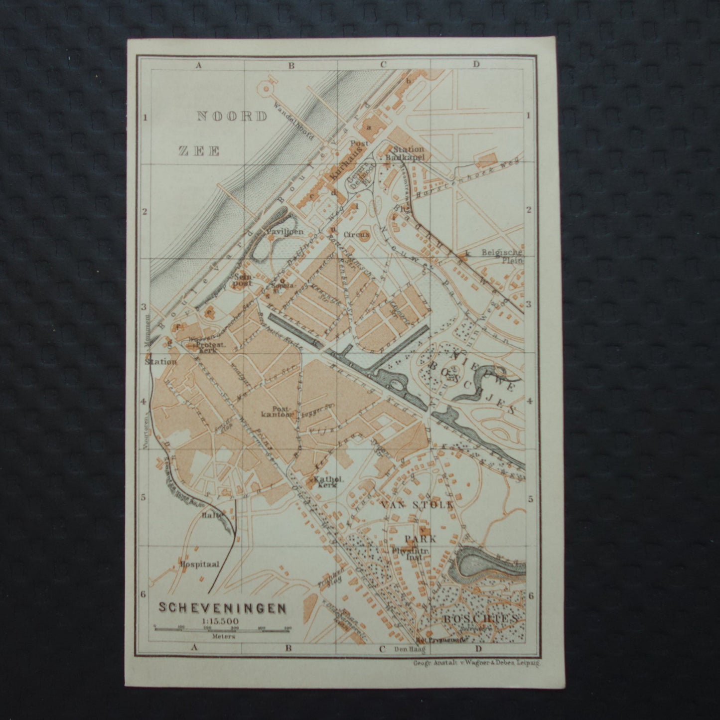 SCHEVENINGEN oude plattegrond van Scheveningen uit 1904 kleine originele antieke kaart Nederland